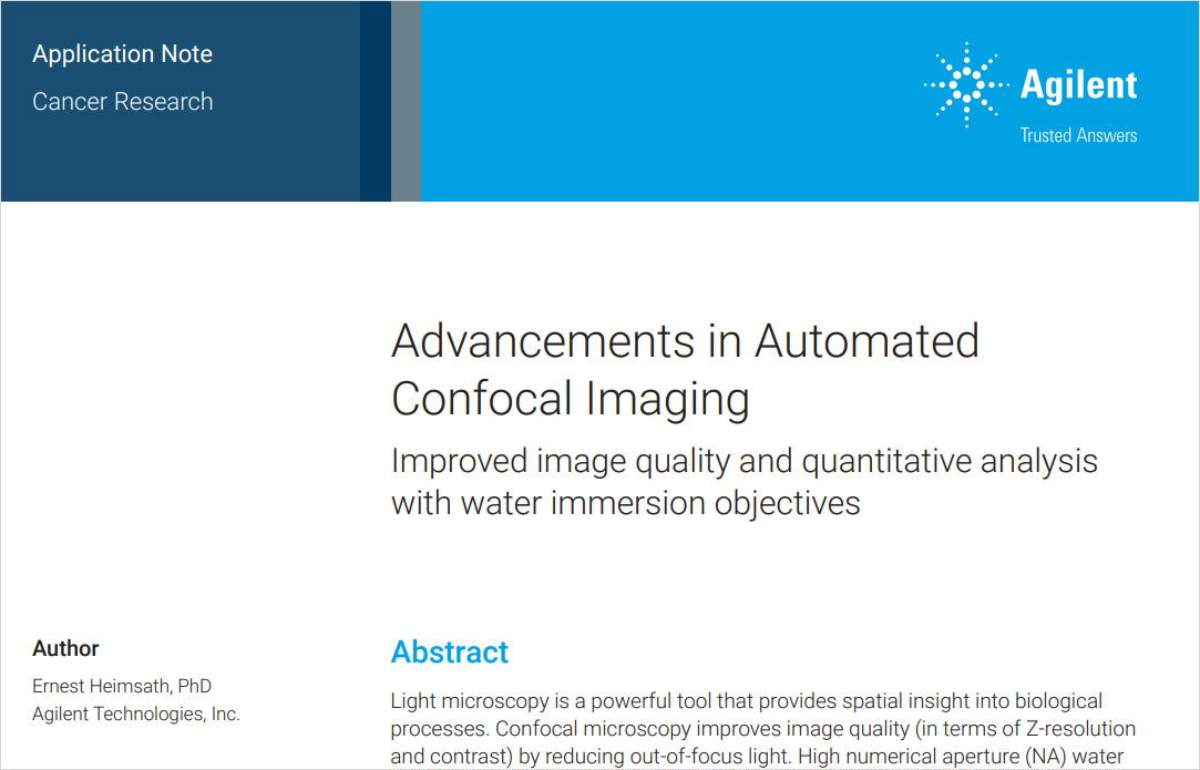 Optical Improvements in Automated Confocal Imaging and Quantitative Analysis Using Water Immersion